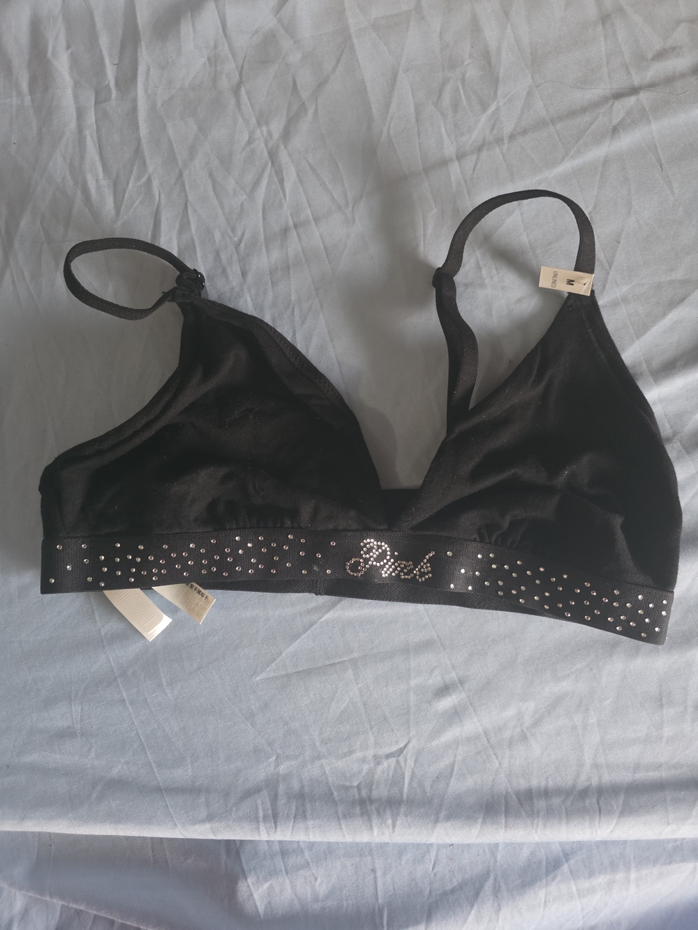 Victoria's Secret Black Rhinestone Logo Bralette